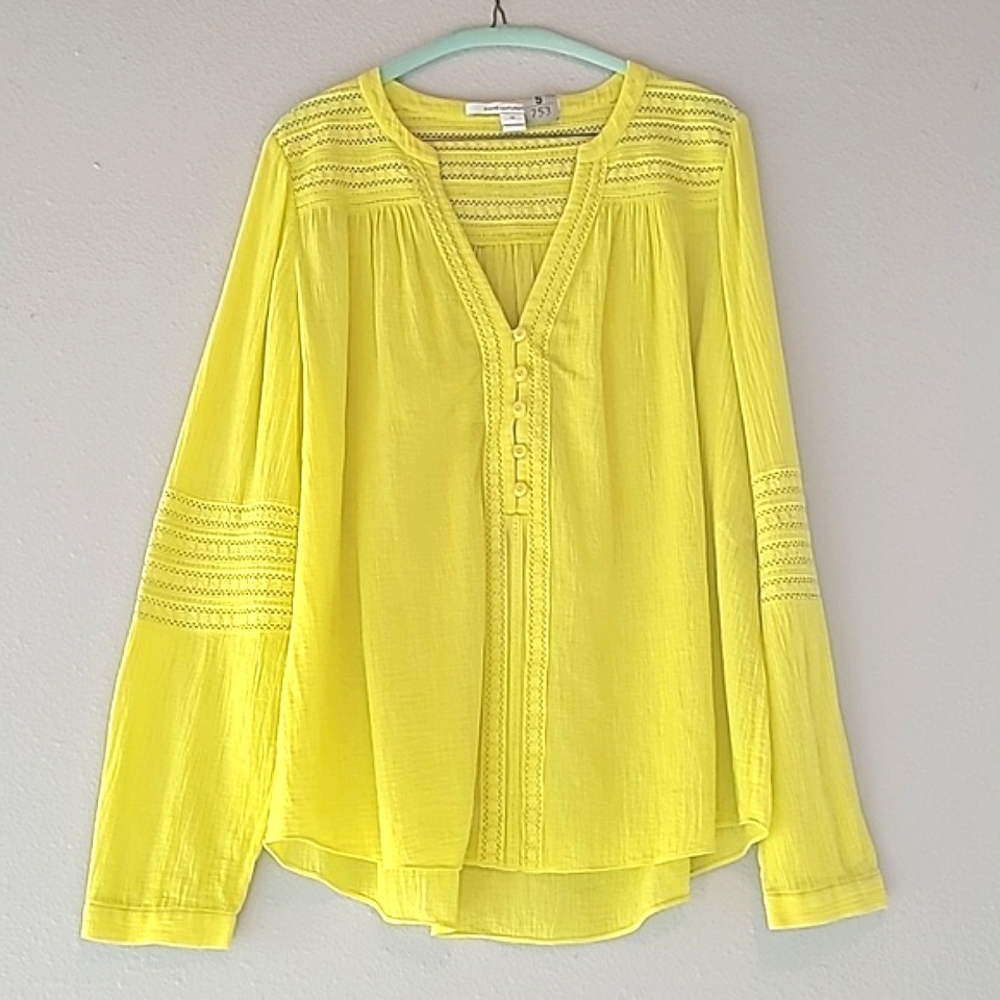 Diane Von Furstenberg Neon Yellow Peasant Blouse